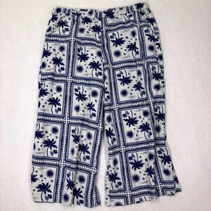 Sonoma Linen Blend Wide Leg Crop Pants Women's XXL Tropical Print Boho